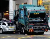  ??  ?? Crash: The lorry embedded in the hotel