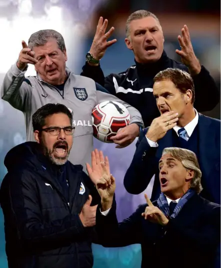  ??  ?? The Foxes’ fancied five: (clockwise from left) Roy Hodgson, Nigel Pearson, Frank de Boer, Roberto Mancini and David Wagner are the candidates to be the next Leicester manager.