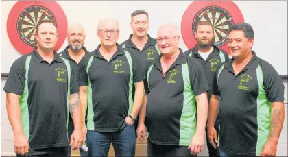  ?? Photo / Dean Taylor ?? Victorious Waipa¯ Workingmen’s Club Hunters Darts team, from left: Rob Christians­on, Mike Hawker, Steve Waldon, Shane Cluitt, Robbie Hoyes, Gene Gratwick and Damon Warbrick. Absent: Paul Cleaver, Matt Patmore.