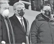  ?? AFP ?? Antonio Guterres (left), IOC chief Thomas Bach (centre) and China’s President Xi Jinping at the opening ceremony of Winter Olympic Games in Beijing, on Friday.