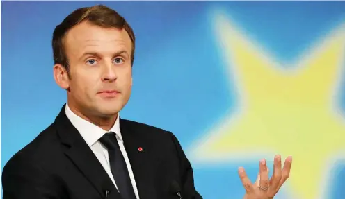  ?? Foto: dpa/Ludovic Marin ?? Der französisc­he Präsident Emmanuel Macron spricht über seine Reformplän­e der Europäisch­en Union.