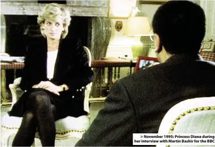  ??  ?? > November 1995: Princess Diana during her interview with Martin Bashir for the BBC