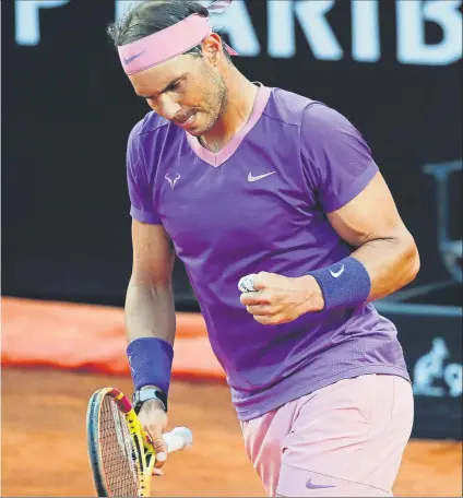  ?? FOTO: AP ?? Rafa Nadal, a octavos del Masters 1000 ATP de Roma, hoy contra un zurdo como él, el canadiense Denis Shapovalov