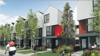  ?? ATTAINABLE HOMES CALGARY CORP. ?? An artist’s rendering of the front exterior of Arrive at Bowness.