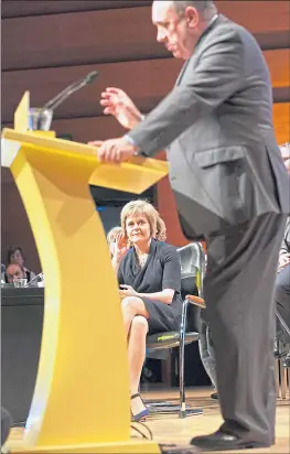  ??  ?? Nicola Sturgeon and Alex Salmond at SNP conference in 2014