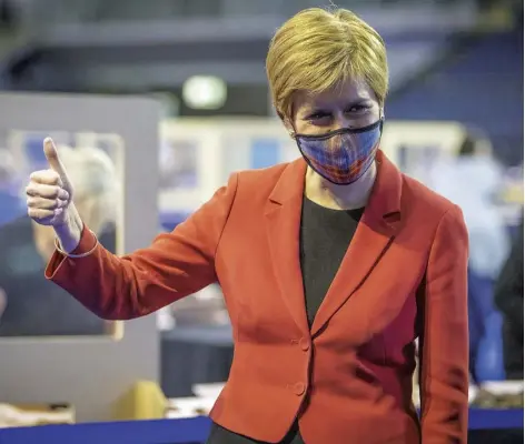  ??  ?? Nicola Sturgeon at the count at the Emirates Arena, Glasgow