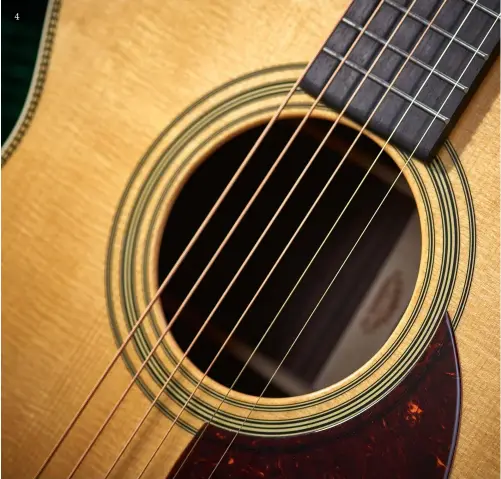  ??  ?? 4 5 While these soundhole rings and bevelled faux tortoise pickguard are now ubiquitous on acoustic guitars, CF Martin &amp; Co perfected them a century ago