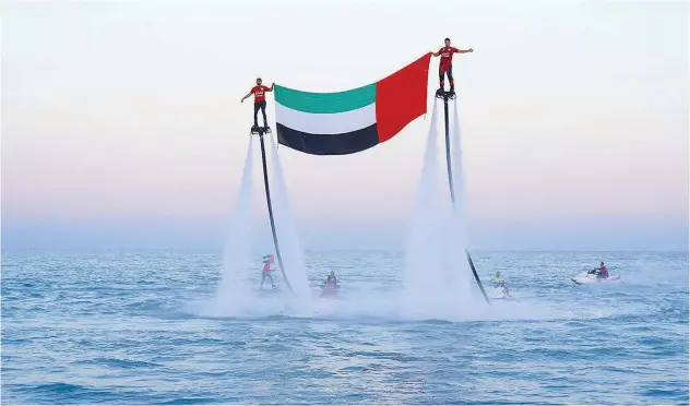  ?? ?? ↑
Sharjah Internatio­nal Marine Sports Club showcasing their love for their country in Kalba.