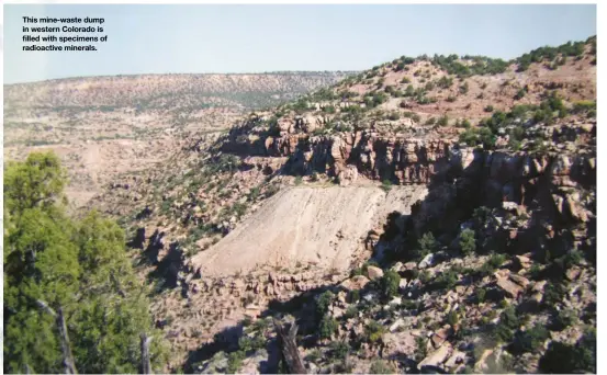  ??  ?? This mine-waste dump in western Colorado is filled with specimens of radioactiv­e minerals.