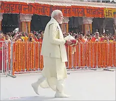  ?? Picture: INDIA’S PRESS INFORMATIO­N BUREAU/HANDOUT VIA REUTERS ?? India’s Prime Minister Narendra Modi arrives to attend the opening of a grand temple to the Hindu god Lord Ram in Ayodhya, India, January 22, 2024.