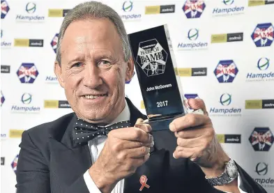  ??  ?? John McGovern was inducted into the Scottish Football Hall of Fame on Sunday.