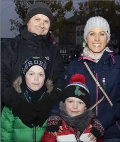  ??  ?? Mark and Tara Wherity from Duncormick with their children Donnacha and Cian.