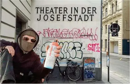  ??  ?? Sprayer ( Symbolfoto) zerstörte die Fassade des Theaters in der Josefstadt – Riesenscha­den