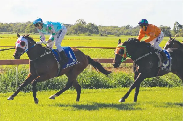  ?? Picture: NATASHA EMECK ?? STELLAR PERFORMANC­E: Around the Moon won the Benchmark 60 Handicap at the Atherton Turf Club on Saturday.