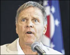  ??  ?? Fred Warmbier, father of Otto Warmbier, a University of Virginia undergradu­ate student who was imprisoned in North Korea in March 2016, accused a tour company of helping lure Americans to North Korea. Warmbier told reporters that his son is “a fighter.”