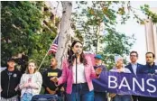  ?? ARIANA DREHSLER FOR THE U-T ?? Rep. Sara Jacobs, D-San Diego, speaks at a rally Tuesday outside the San Diego Federal Courthouse.