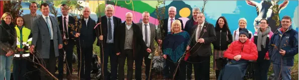  ??  ?? Members of Gorey Kilmuckrid­ge Municipal District, Wexford County Council and Gorey Tidy Towns at the Gorey 400 tree initiative.