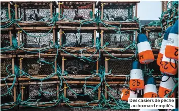  ??  ?? Des casiers de pêche au homard empilés.