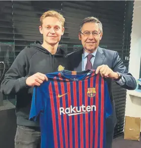  ?? FOTO: FC BARCELONA ?? Frenkie de Jong es, hasta el momento, el fichaje más caro 2019-20: 75 millones