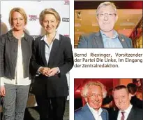  ??  ?? Bernd Riexinger, Vorsitzend­er der Partei Die Linke, im Eingang der Zentralred­aktion. Funke-gesellscha­fter Stephan Holthoff-pförtner (l.) mit Bundesgesu­ndheitsmin­ister Hermann Gröhe (CDU).