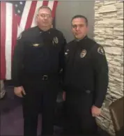  ?? SUBMITTED ?? Chief Kevin Knight is with Patrolman Kevin Hatch, who on Feb. 6 was presented a Lake County Chiefs of Police Associatio­n Life Saving Award.