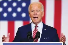  ?? AP PHOTO/PATRICK SEMANSKY ?? Democratic presidenti­al candidate former Vice President Joe Biden speaks at a Hispanic Heritage Month event Tuesday in Kissimmee, Fla.