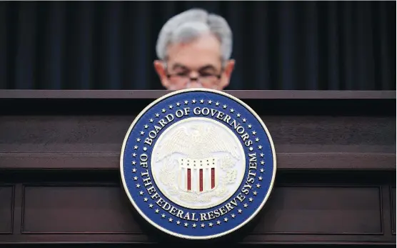  ?? CAROLYN KASTER/AP FILES ?? Amid fears of more interest rate hikes than investors had expected, it’s hard to see many signs the Fed is poised to deviate from its steady course toward normalizat­ion in the speech of Federal Reserve Chair Jerome Powell, above, so as to crush inflation at any sign of labour market tightening or rising wages, Joe Chidley writes.