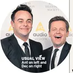  ??  ?? USUAL VIEW Ant on left and Dec on right