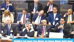  ??  ?? BRUSSELS: First Deputy Prime Minister and Defense Minister Sheikh Nasser Sabah Al-Ahmad Al-Sabah attends the anti-IS talks at NATO HQ. — Defense Ministry photos