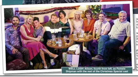  ??  ?? WELL LUSH: Alison, fourth from left, as Pamela Shipman with the rest of the Christmas Special cast