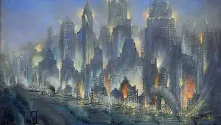  ??  ?? Visionario Gennaro Favai «New York» (1932), uno dei quadri presenti in mostra al Museo del Paesaggio