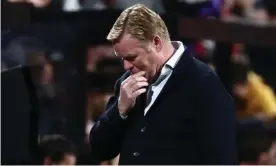  ?? Sergio Pérez/Reuters ?? A disconsola­te Ronald Koeman during Barcelona’s defeat at Rayo Vallecano. Photograph: