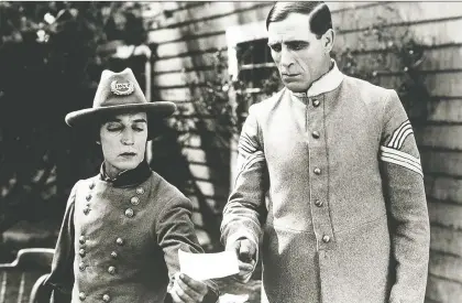  ?? UNITED ARTISTS ?? Buster Keaton, left, and Frank Hagney starred in the 1926 movie The General, which featured plenty of Keaton’s death-defying stunts.