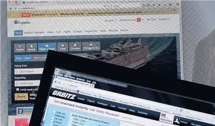  ?? AFP ?? In this photo illustrati­on, the website for Expedia Inc and Orbitz Worldwide Inc are seen next to each other.