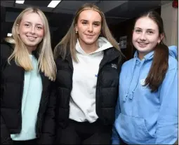  ?? ?? Ellen Healy, Aine Sheehan and Orlagh Brennan supported the Millstreet Community School Drama Production. Picture John Tarrant