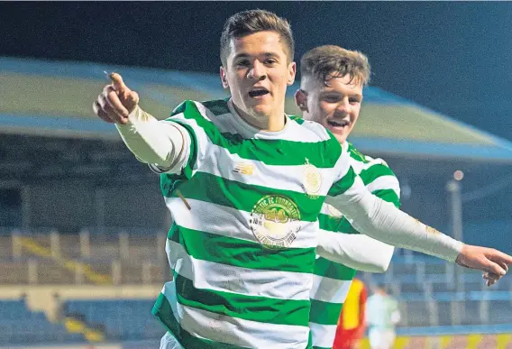  ??  ?? Jack Aitchison became Celtic’s youngest-ever scorer in 2016, scoring against Motherwell at the age of 16 years and 71 days with his first touch.