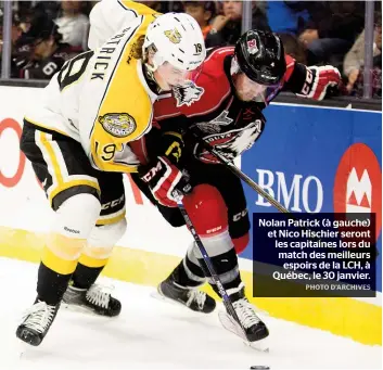  ??  ?? Nolan Patrick (à gauche) et Nico Hischier seront les capitaines lors du match des meilleurs espoirs de la LCH, à Québec, le 30 janvier.