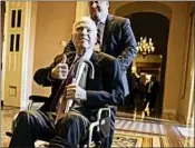  ?? J. SCOTT APPLEWHITE/AP ?? Sen. John McCain, R-Ariz., was hospitaliz­ed Wednesday while receiving chemothera­py treatment in Bethesda, Md.