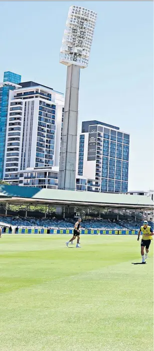  ??  ?? Calm before the storm: Jonny Bairstow plays football on the Waca outfield