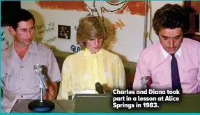  ??  ?? Charles and Diana took part in a lesson at Alice Springs in 1983.