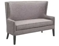  ??  ?? Cuenca love seat bench in grey ($425.60). OVERSTOCK