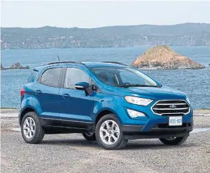  ??  ?? The Ford EcoSport does have fairly impressive-sounding specs — MacStrut front end, twist-beam rear axle on the front-drivers, fully independen­t rear on the 4-by-4s and mono-tubes at the rear.