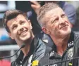 ??  ?? Trent Cotchin and Damien Hardwick yesterday.