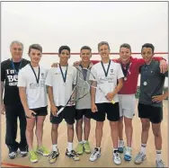  ??  ?? SQUASH WINNERS: The EP Invitation team which won the squash section of Grey High School’s Rackets and Golf Festival is, from left, manager Cedric Mulder, Denric Mulder, Gershwin Forbes, Ofie Howard, Tyler Whitby, Yannich Adlam and Keanu Langford