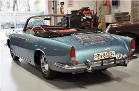 ??  ?? Above right: Bearing a 1960 registrati­on, this Beutler softtop built on a stretched Porsche chassis was a handsome creation with its prominent tail lamps and rear-deck luggage rack