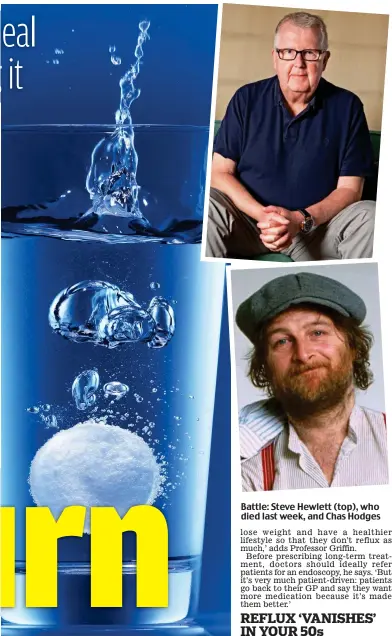  ?? Pictures: ALAMY / REX FEATURES / THE GUARDIAN ?? Battle: Steve Hewlett (top), who died last week, and Chas Hodges