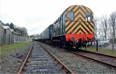  ??  ?? Better times at the Dartmoor Railway on November 29, 2019 with D4167 on the Coleford end and 31452 on the Okehampton end and 11 intermedia­te vehicles (6002, S70273, 9492, 3353, 1213, 3387, 3411, 80225, 6181, 5920 and 977335) forming the ‘Train to Christmas Town’. (David Hunt)