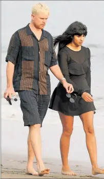  ??  ?? Singer James Blake and his girlfriend Jameela Jamil ,of “The Good Place,” are truly in a good place: Montecito, Calif.