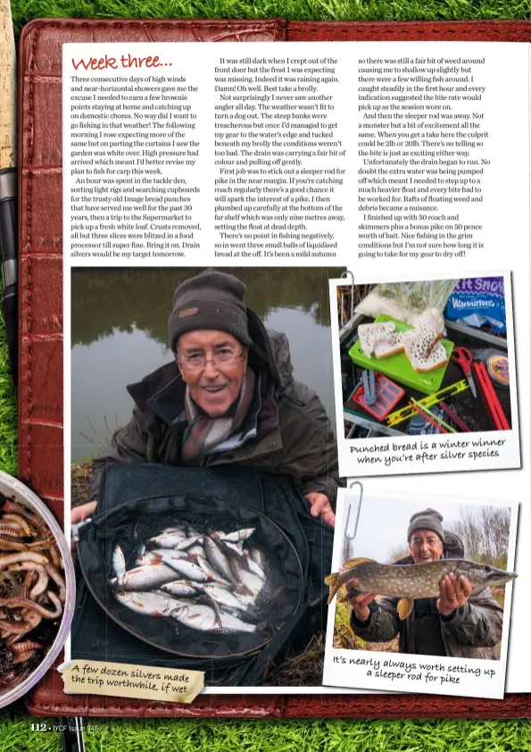  ??  ?? winner Punched bread is a winter species when you’re after silver It’s nearly always worth setting up a sleeper rod for pike A few dozen silvers made the trip worthwhile, if wet