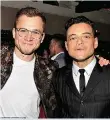  ??  ?? Taron Egerton with Rami Malek at the New York premiere of Rocketman